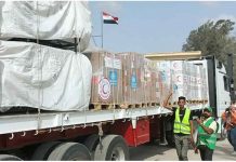 মিসর থেকে ত্রাণের ট্রাকের তৃতীয় বহর গাজায় ঢুকল